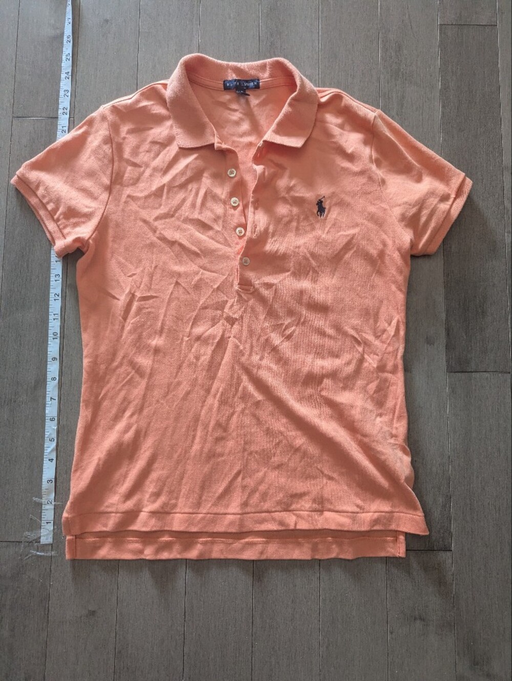 Ralph Lauren Salmon-Orange Polo with Navy Pony Women Large